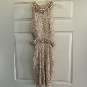 Gold sequin mini halter dress size 5/6